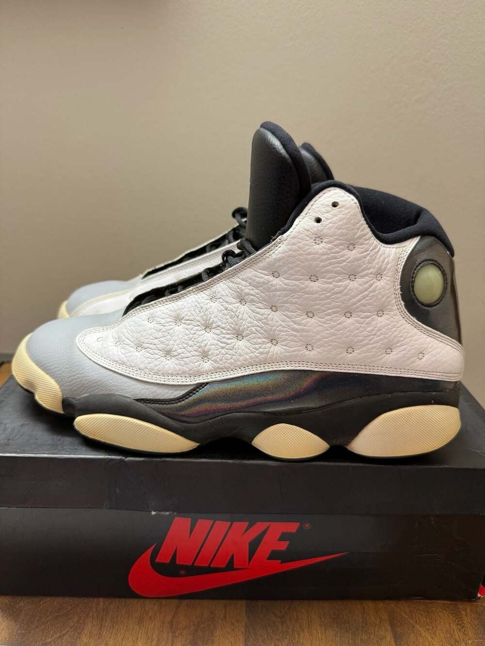 Nike Air Jordan 13 Retro Barons Size 12 White Black Grey